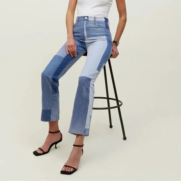 Reformation Women's‎ Skinny Patch Torres Distressed High Waist Jeans size 23 - Picture 1 of 8